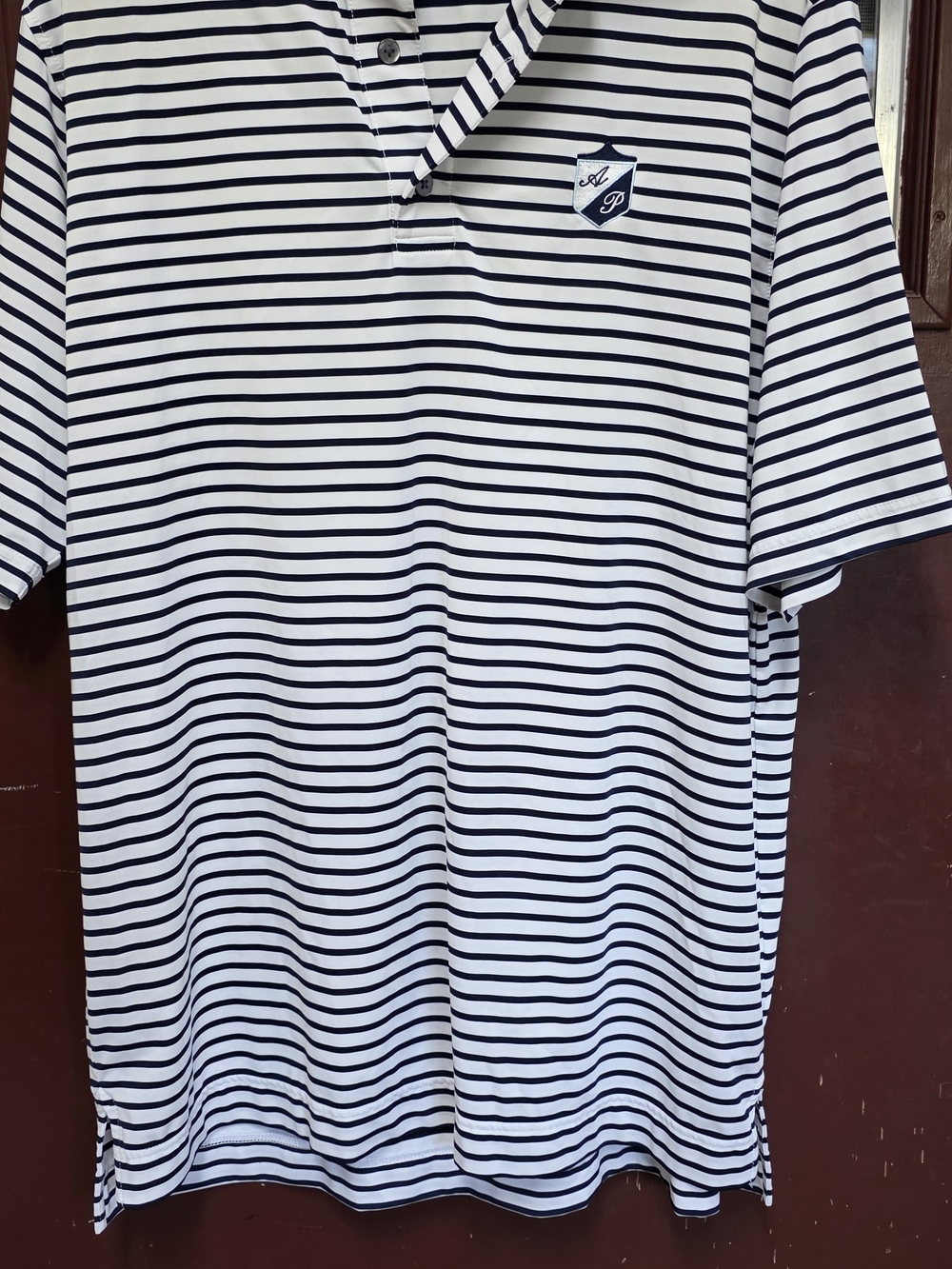 FootJoy Men's White and Navy Striped Polo